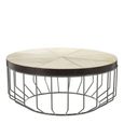 Kensington Townhouse Coffee Table - Round - Beige Faux Fur with Metal