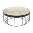 Kensington Townhouse Coffee Table - Round - Beige Faux Fur with Metal