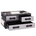 Kensington Townhouse Coffee Table - 3 Drawer - Black and White Leather