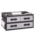 Kensington Townhouse Coffee Table - 3 Drawer - Black and White Leather