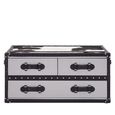 Kensington Townhouse Coffee Table - 3 Drawer - Black and White Leather