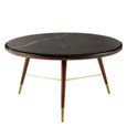 Kenso Coffee Table - Round - Black Marble and Walnut Wood