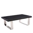 Kerala Coffee Table - Black Glass with Silver Base
