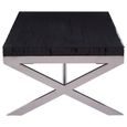 Kerala Coffee Table - Black Glass with Silver Cross Base