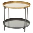 Korba Coffee Table - Round - Grey and Gold Metal