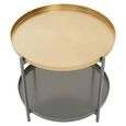 Korba Coffee Table - Round - Grey and Gold Metal