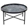Monochrome Swirl Coffee Table - Black - Round - Tray