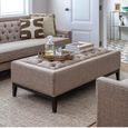 Theodore Coffee Table - Dark Taupe - Buttoned Ottoman