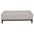 Theodore Coffee Table - Ivory Fabric - Buttoned Ottoman