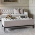 Theodore Coffee Table - Ivory Fabric - Buttoned Ottoman