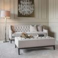Theodore Coffee Table - Ivory Fabric - Buttoned Ottoman