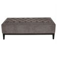 Theodore Coffee Table - Warm Grey Fabric - Buttoned Ottoman