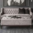Theodore Coffee Table - Warm Grey Fabric - Buttoned Ottoman