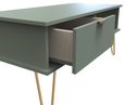 Linear Green 1 Drawer Coffee Table with Gold Hairpin Legs