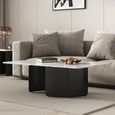 Lorea White Marble Coffee Table with Black Base