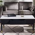Louis Coffee Table - 2 Drawer - White Ceramic Top - Black Fluted Base