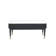 Louis Coffee Table - 2 Drawer - White Ceramic Top - Black Fluted Base