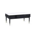 Louis Coffee Table - 2 Drawer - White Ceramic Top - Black Fluted Base