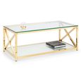 Miami Coffee Table - 120cm - Glass and Gold