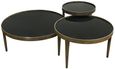 Reese Coffee Table - Black Smoked Glass and Antique Bronze - Small - Round