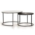 Minziro Coffee Table - White and Black - Round - Set of 2
