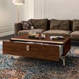 Modern Eva Storage Coffee Table - Walnut with Gold Trim