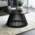 Ollie Coffee Table - Round - Slatted Base - Black