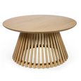Ollie Coffee Table - Round - Slatted Base - Natural Oak