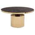 Oria Coffee Table - Black Marble Effect Round with Gold Base