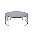Owen Coffee Table - Round - Smoke Glass and Chrome