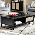 Padstow Coffee Table - 120cm - Black and Rattan