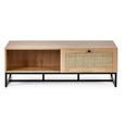 Padstow Coffee Table - 120cm - Oak and Rattan