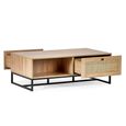 Padstow Coffee Table - 120cm - Oak and Rattan