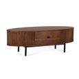 Paloma Coffee Table - Fluted Acacia Wood - Curved - 1 Drawer