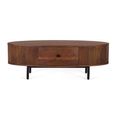 Paloma Coffee Table - Fluted Acacia Wood - Curved - 1 Drawer