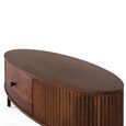 Paloma Coffee Table - Fluted Acacia Wood - Curved - 1 Drawer