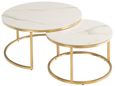 Portafino Kass Gold Marble Effect and Gold Round Coffee Table - Set of 2