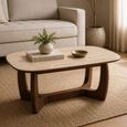 Portland Coffee Table - Oval - Natural and Walnut - Sintered Stone and Wood