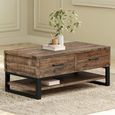 Preston Industrial Style Rustic 2 Drawer Coffee Table