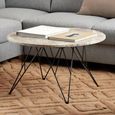 Prunus Coffee Table - Round - Brown Marble - with Black Hairpin Legs