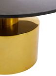 Rabia Coffee Table - Black Marble Round with Gold Base