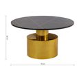 Rabia Coffee Table - Black Marble Round with Gold Base
