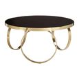 Ragusa Coffee Table - Black Glass Large Round with Ring Gold Base