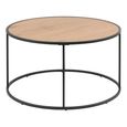 Seaford Coffee Table - Round - Oak and Black Metal