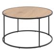 Seaford Coffee Table - Round - Oak and Black Metal
