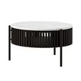 Soho Black Coffee Table - 1 Door - Slatted Story Round - White Marble Top