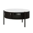 Soho Black Coffee Table - 1 Door - Slatted Story Round - White Marble Top