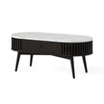 Soho Black Coffee Table - 1 Drawer - Slatted Oval - White Marble Top