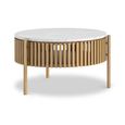 Soho Oak Coffee Table - 1 Door - Story Round Slatted - White Marble Top