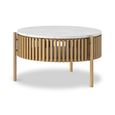 Soho Oak Coffee Table - 1 Door - Story Round Slatted - White Marble Top